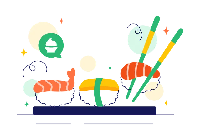 Plato de sushi  Ilustración