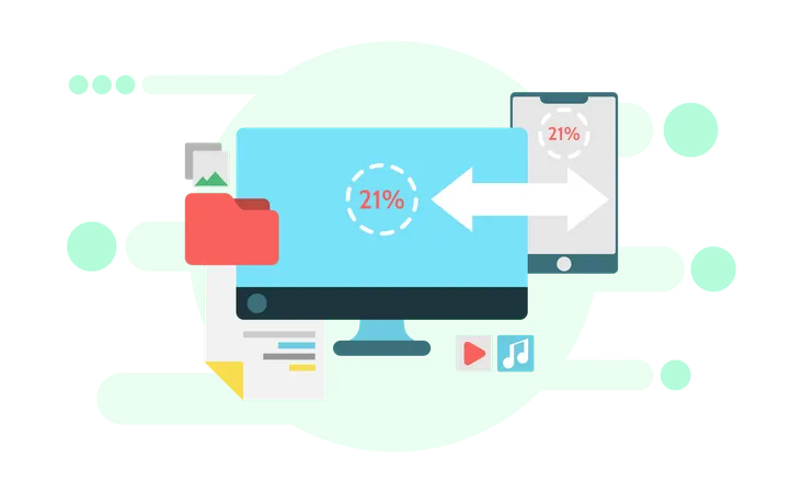 Plattformübergreifender Datentransfer  Illustration