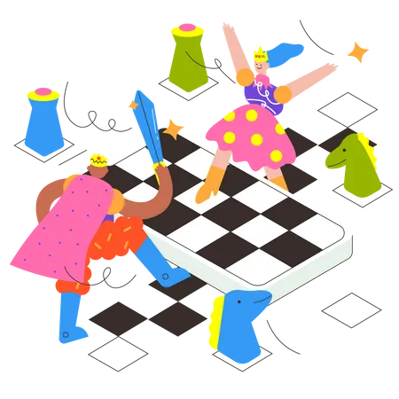 Play Chess On Weekends Illustration Illustration