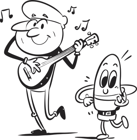 Play on guitar  Illustration