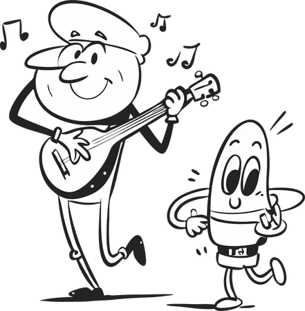Play on guitar  Illustration