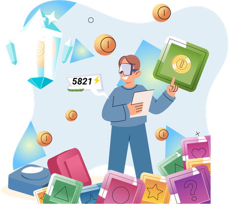 Play to earn games created on basis of blockchain project  Illustration