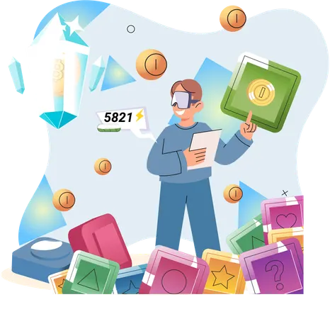 Play to earn games created on basis of blockchain project  Illustration