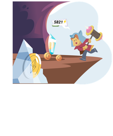 Play to earn games created on basis of blockchain project with elements of NFT  Illustration