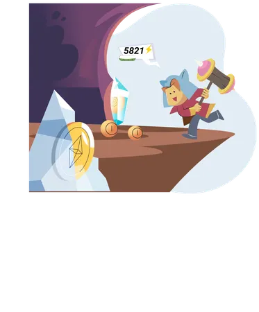 Play to earn games created on basis of blockchain project with elements of NFT  Illustration