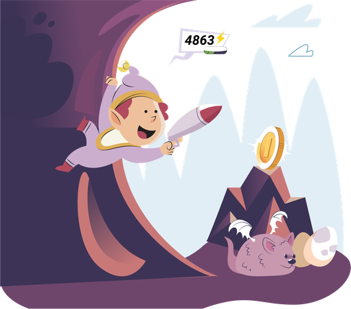 Play to earn games created on basis of blockchain project with elements of NFT  Illustration