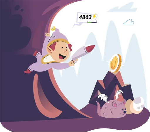Play to earn games created on basis of blockchain project with elements of NFT  Illustration