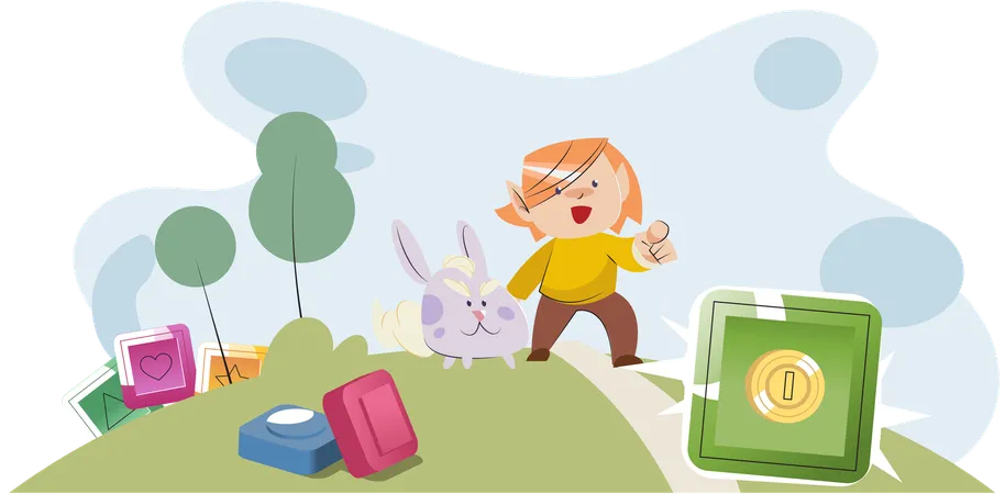 Play to earn make profit from games created on basis of blockchain project with elements of NFT  Illustration