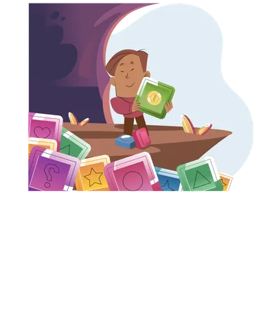 Play to earn NFTs are revolutionizing gaming world, gamer earns money by playing computer games  Illustration
