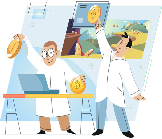 Play to earn video games in which player can receive rewards with real value blockchain projects  Illustration