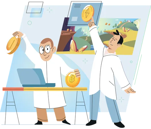 Play to earn video games in which player can receive rewards with real value blockchain projects  Illustration