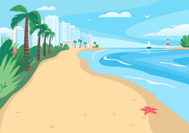 Playa de arena  Ilustración