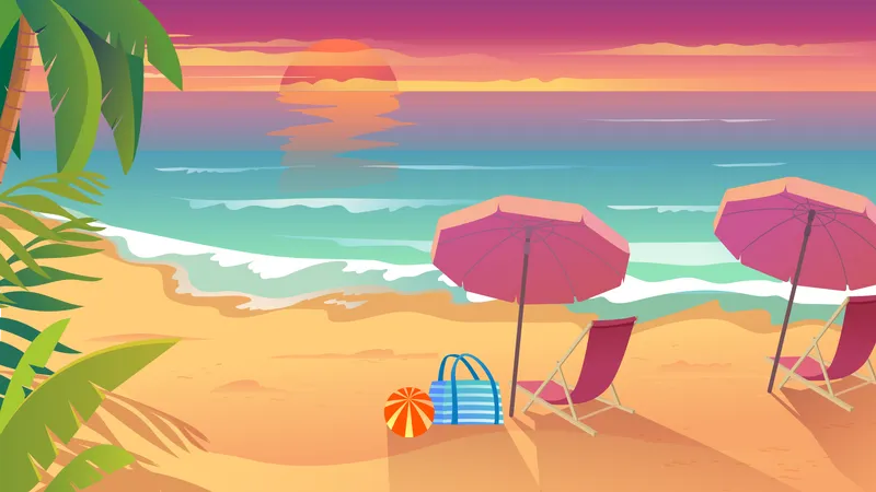 Playa de verano  Ilustración