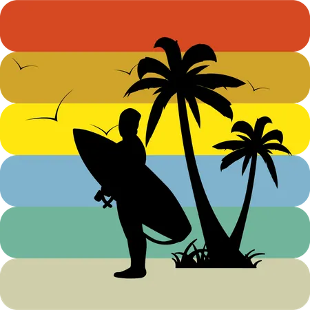 Playa tropical  Ilustración