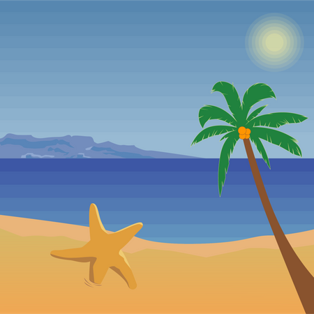 Playa tropical  Ilustración