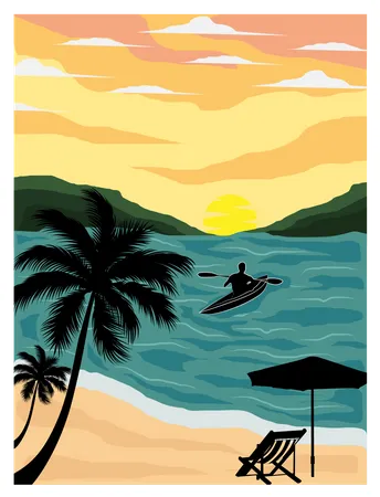 Playa tropical  Ilustración