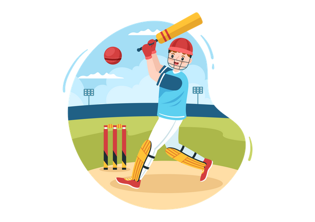 Player Hitting Ball  Illustration