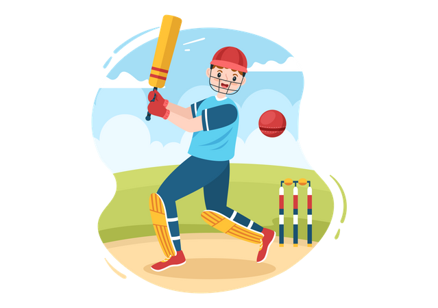 Player Hitting Ball  Illustration