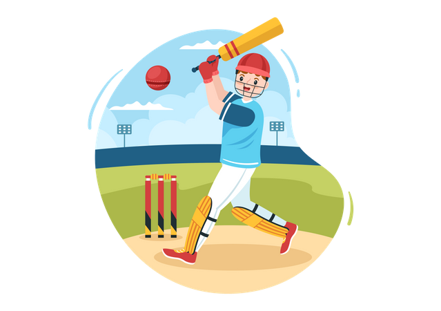 Player Hitting Ball  Illustration