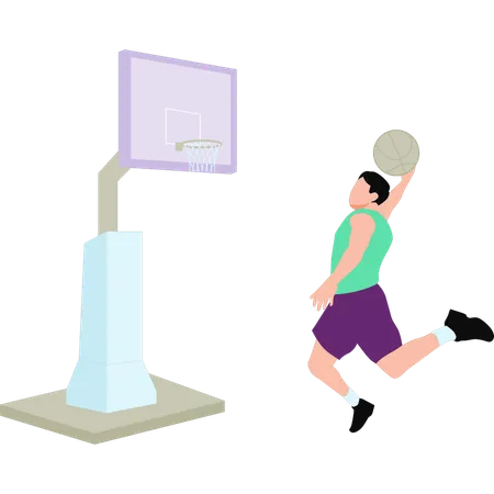 A Player Is Playing Basket Ball Illustration