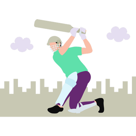 Player is playing cricket in the playground  Illustration