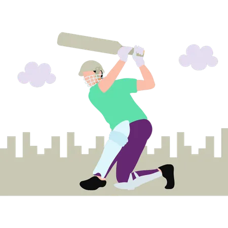 The Player Is Playing Cricket In The Playground Illustration