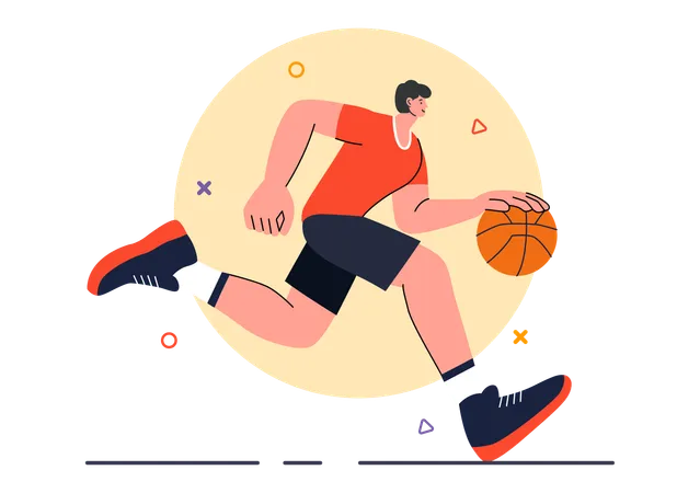 Player Playing Basketball in match  Illustration