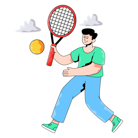 Player playing Long Tennis  Illustration