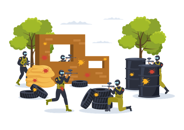 Player playing paintball  Illustration