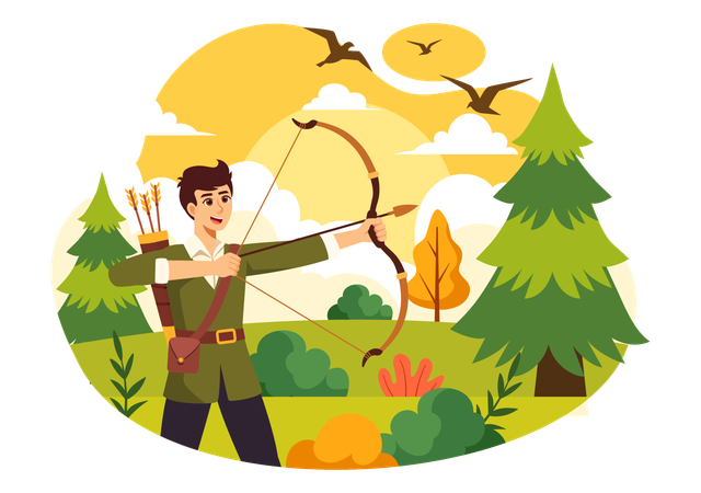 Player plays archery game  Illustration