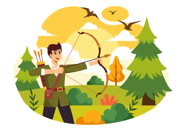 Player plays archery game  Illustration