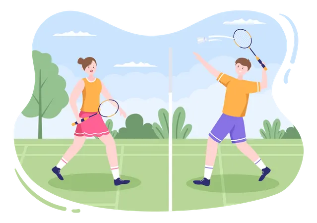 Player practicing Badminton  Illustration