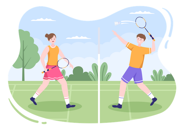 Player practicing Badminton  Illustration