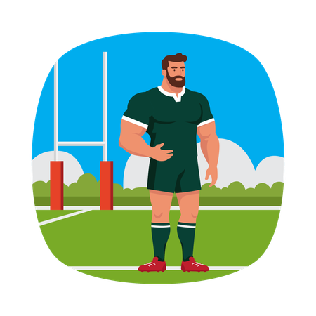 Player Standing Ready on Field  Illustration