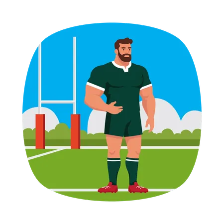 Player Standing Ready on Field  Illustration