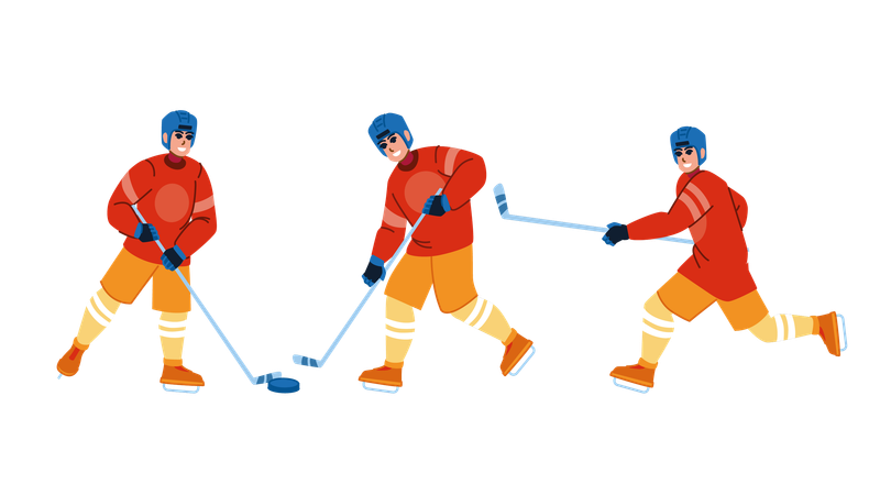Players are playing ice hockey  イラスト