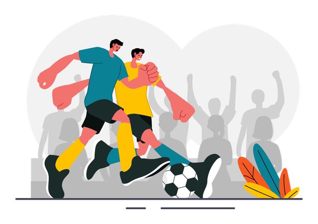 Players Dribbling the football in a Championship  Illustration