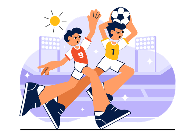 Players participating in Handball Sports  Illustration