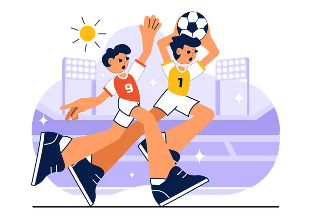 Players participating in Handball Sports  Illustration