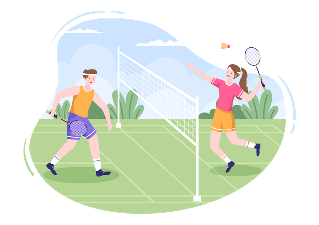 Players playing Badminton  Illustration