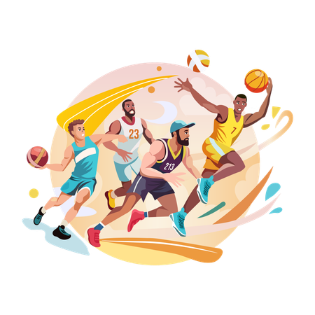 Players playing in Basketball Match  Illustration