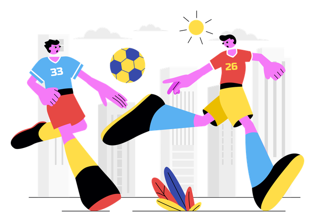 Players playing Soccer ball  Illustration