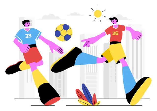Players playing Soccer ball  Illustration