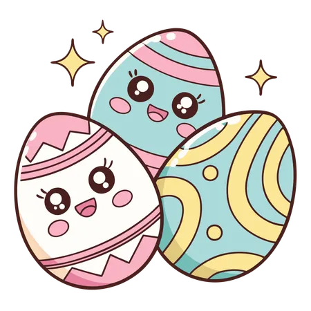 Playful Easter Eggs  Illustration