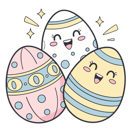 Playful Easter Eggs  Illustration