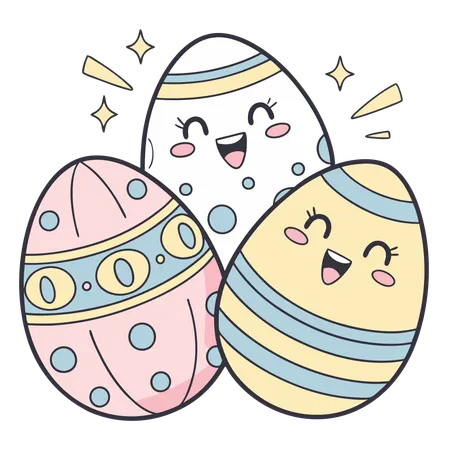 Playful Easter Eggs  Illustration
