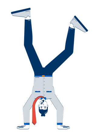 Playful male employee doing handstand  Illustration