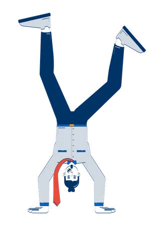 Playful male employee doing handstand  Illustration