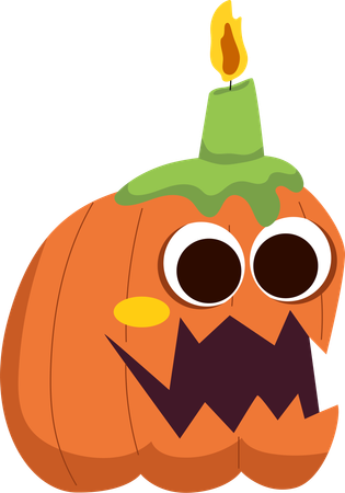 Playful Pumpkin Candle  Illustration