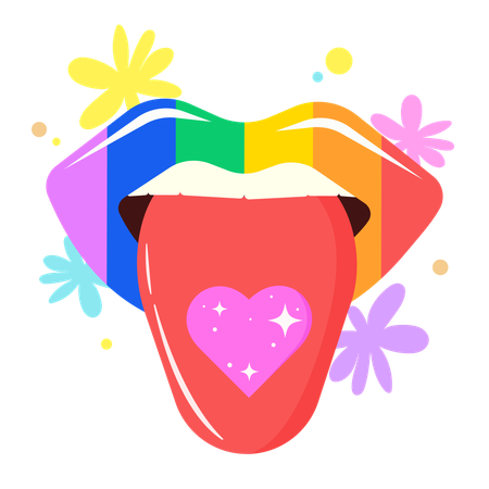 Playful Rainbow Lips  Illustration